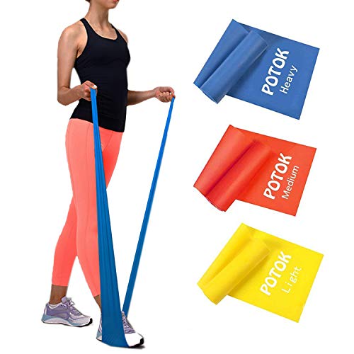 Product Cover Potok Resistance Band Set, 3Pack Latex Elastic Bands for Upper & Lower Body & Core Exercise, Physical Therapy, Lower Pilates, at-Home Workouts, and Rehab