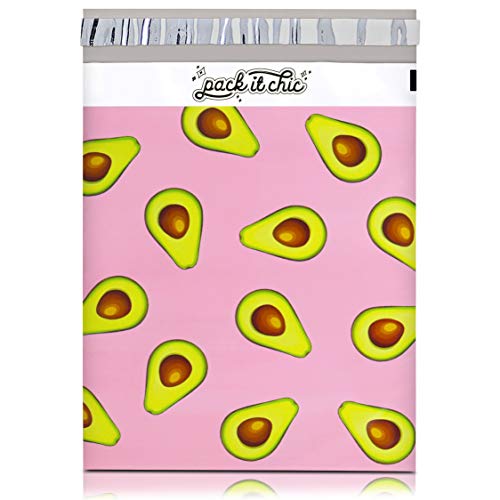 Product Cover Pack It Chic - 10X13 (100 Pack) California Avocados Poly Mailer Envelope Plastic Custom Mailing & Shipping Bags - Self Seal (More Designs Available)