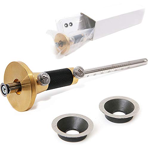 Product Cover Wheel Marking Gauge woodworking set, Graduated Inch and mm scale, with 2 extra Cutter wheels, micro adjust feature, solid brass metal wmg 7''