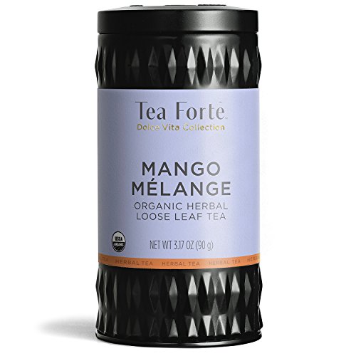 Product Cover Tea Forte Organic Herbal Tea, Makes 35-50 Cups, 3.17 Ounce Loose Leaf Tea Canister, Mango Melange