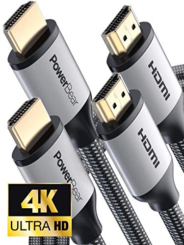 Product Cover PowerBear 4K HDMI Cable 10 ft [2 Pack] Braided Nylon & Gold Connectors