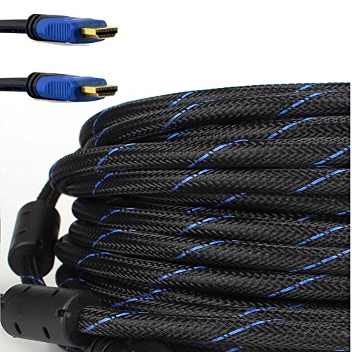 Product Cover CableVantage HDMI Cable 75 FEET, V1.4 Ultra-High Speed Supports Ethernet Audio Return (ARC), Bandwidth up to 18Gbps, 3D HD 1080p Ready, 75ft Braided Nylon Cable Cord Gold Plated Blue