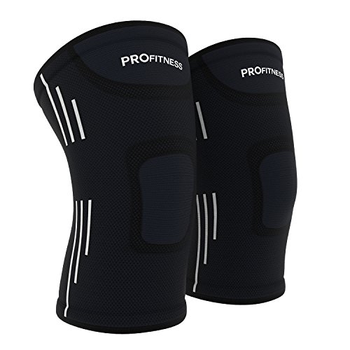 Product Cover ProFitness Knee Sleeves (One Pair) Knee Support for Joint Pain & Arthritis Pain Relief - Effective Support for Running, Pain Management, Arthritis Pain, Surgery Recovery (Large, Black/White)