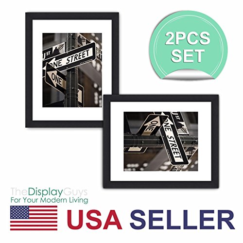 Product Cover The Display Guys ~ 2 Sets of 16x20 inches Black Wooden Photo Frame, Tempered Glass, Luxury Made Affordable, with 1pc White Mat Board for 11
