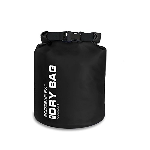 Product Cover EcoGear FX Heavy Duty Waterproof Dry Bag Voyager Series - Durable Roll Top Compression Bag - Kayaking, Rafting, Boating, Hiking, Fishing and Camping (Black, 1 Liter)