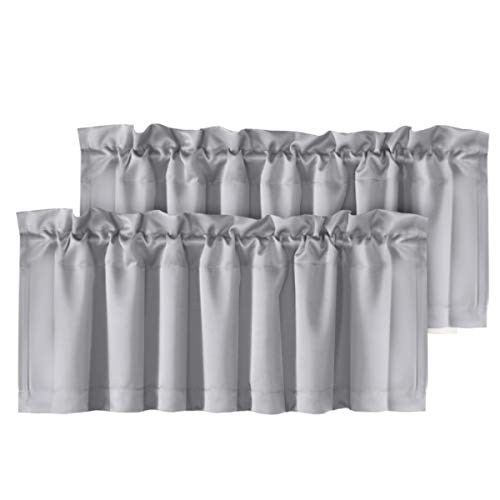 Product Cover H.VERSAILTEX Home Decorative Thermal Insulated Valances for Windows Rod Pocket Room Darkening Curtain Valances for Bedroom/Foyer, 2 Pack, 52 inch x 18 inch, Dove Gray