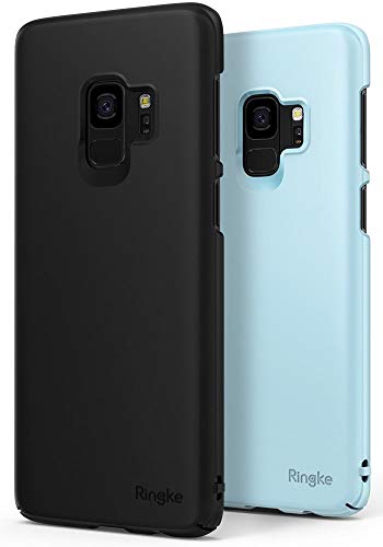Product Cover Ringke Slim Case Compatible with Galaxy S9 Case (2 Pack) Dazzling Slender (Laser Precision Cutouts) Fashionable Superior Steadfast PC Hard Cover for GalaxyS9 - Black & Sky Blue