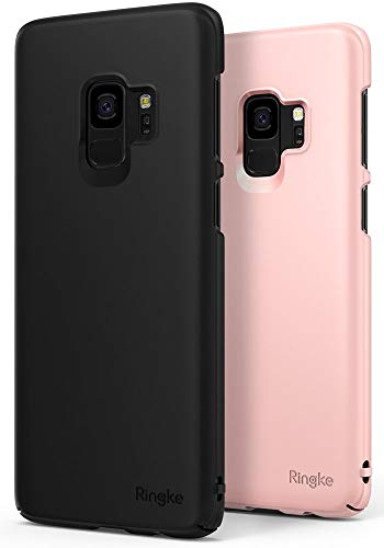 Product Cover Ringke Slim Case Compatible with Galaxy S9 Case (2 Pack) Dazzling Slender (Laser Precision Cutouts) Fashionable Superior Steadfast PC Hard Cover for GalaxyS9 - Black & Peach Pink