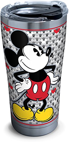 Product Cover Tervis 1292884 Disney-Mickey Mouse Tumbler with Clear and Black Hammer Lid, 20 oz Stainless Steel, Silver