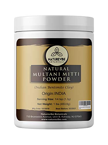 Product Cover 100% Pure & Natural Multani Mitti Powder | Fullers Earth Powder (Indian Bentonite Clay), 1lb by Naturevibe Botanicals, For Skin Care (16 ounces)