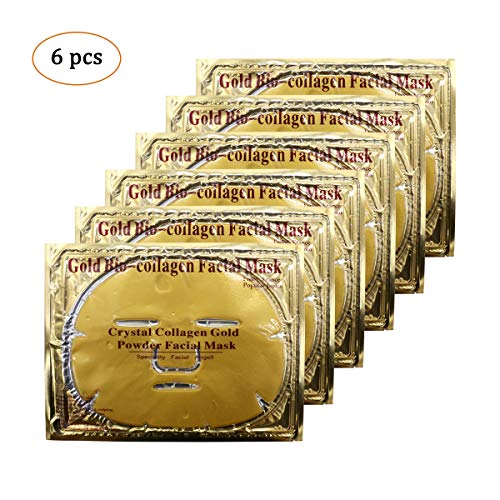 Product Cover Adofect 6PCS 24K Gold Gel Collagen Crystal Facial Masks Sheet Patch For Anti Aging, Whitening, Puffiness, Anti Wrinkle, Moisturizing, Deep Tissue Rejuvenation and Hydrates Skin