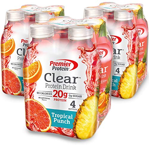 Product Cover Premier Protein Clear Protein Drink, Tropical Punch, 16.9 fl oz Bottle, (12 Count)