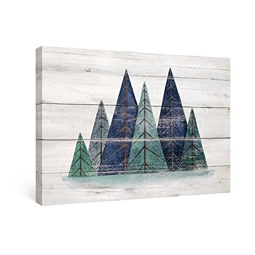 Product Cover SUMGAR Canvas Wall Art Bedroom Rustic Decor Framhouse Framed Paintings Blue Mountain Pictures Artwork Nursery Geometric,16x24 inch