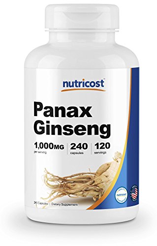 Product Cover Nutricost Panax Ginseng 1000mg, 240 Capsules - Non GMO, Gluten Free, 120 Servings