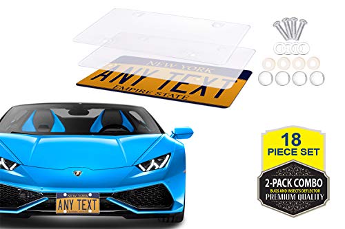 Product Cover Atlantica UNBREAKABLE 2-Pack Clear Car License Plate Covers | NEW 2018 Parabolic WeatherProof Design | Will Not fog, Crack or Melt | Fits All US Front and Back Plates | Screws and Accessories Included