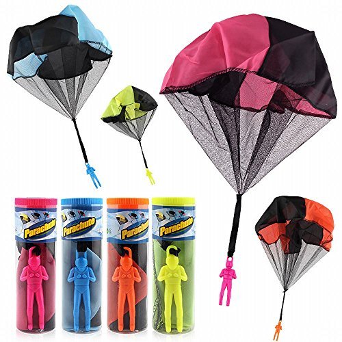 Product Cover DASEY 4PCS Set Tangle Free Throwing Parachute Figures Hand Throw Soliders Parachute Square Outdoor Children's Flying Toys | No Strings No Batteries Toss It Up