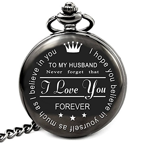Product Cover Husband Gifts from Wife Anniversary Gifts for Husband Engraved Pocket Watch with Chain (to My Husband)