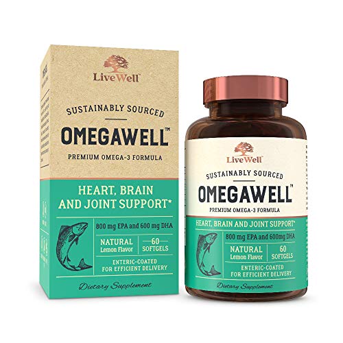 Product Cover OmegaWell Fish Oil: Heart, Brain, and Joint Support | 800 mg EPA 600 mg DHA - Natural Lemon Flavor, Enteric-Coated, Sustainably Sourced - Easy to Swallow 30 Day Supply