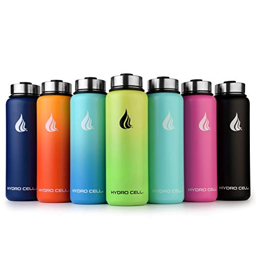 Product Cover HYDRO CELL Stainless Steel Water Bottle with Straw & Wide Mouth Lids (40oz) - Keeps Liquids Perfectly Hot or Cold with Double Wall Vacuum Insulated Sweat Proof Sport Design (Teal 40oz)
