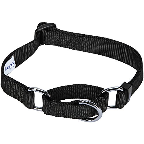 Product Cover Blueberry Pet 19 Colors Safety Training Martingale Dog Collar, Black, Medium, Heavy Duty Nylon Adjustable Collars for Dogs