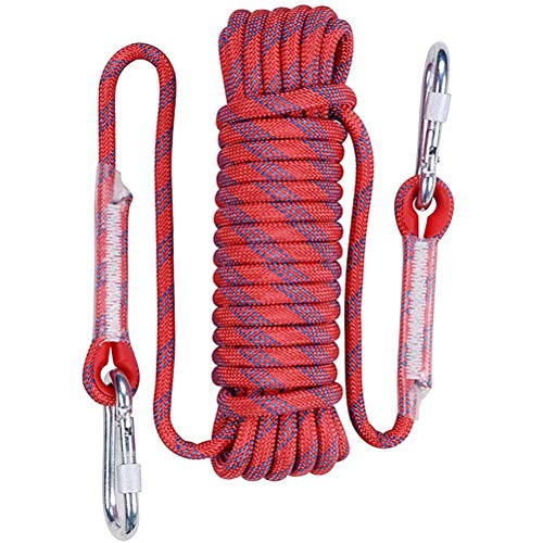 Product Cover Aoneky 10 mm Static Outdoor Rock Climbing Rope, Fire Escape Safety Rappelling Rope (Red 2, 98)