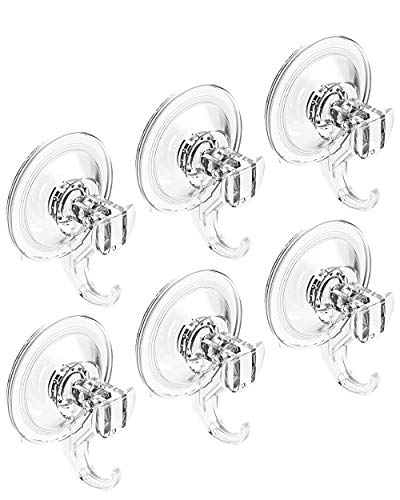 Product Cover Quntis Suction Cups with Hooks- Heavy Duty Suction Cup Hooks- Waterproof Shower Hooks 6 Pack - Vacuum Suction Hooks Hanging for Robe Coat Towel Washcloth Loofah Sponge Wreath Keys Bags
