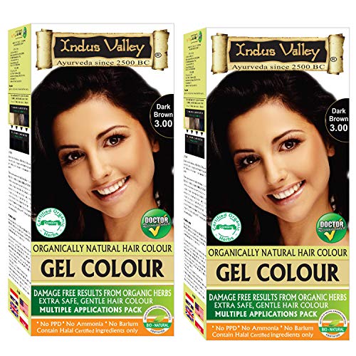 Product Cover Indus Valley Organically Natural Gel Hair Color With Refreshing Orange For Damage Free Results, Extra Safe, Gentle Hair Color - Dark Brown 3.0 (Twin Pack)