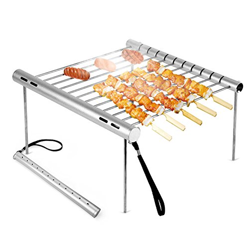 Product Cover NASHRIO Portable Camping Grill, Folding Compact Stainless Steel Charcoal Barbeque Grill for Picnics, Backpacking, Backyards, Survival