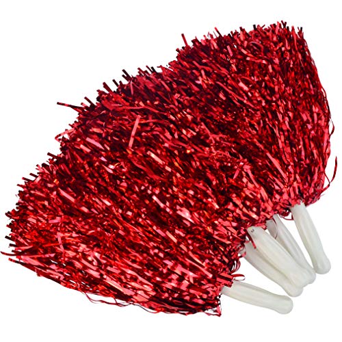 Product Cover baotongle 12 PCS Cheerleading Poms Pompoms Cheer Costume Accessory for Party Dance Sports Red