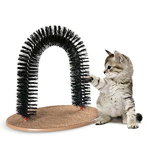 Product Cover AikoPets Cat Arch Self Groomer Massager Groom Toy Dog Brushes Pet Puppy Cat Scratcher Toys Fur Grooming Cat Toy Brush Controls Shedding with Scratch Pad and Catnip Interactive Kitten Toys