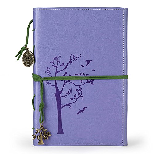 Product Cover Vintage Faux leather writing journal, refillable diary notebook,for men/women/girls/travelers/ (A5, Purple)