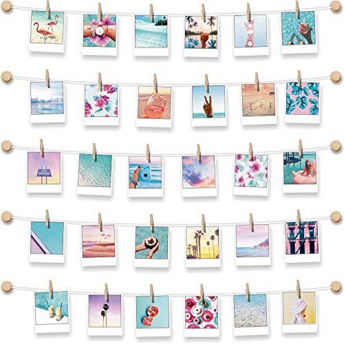Product Cover BIZYAC Instant Photo Display - Wall Hanging String with Clips - 3M Self Adhesive - Stick and Hang - No Wall Holes Drilling - 30 x 30 inch
