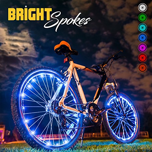 Product Cover Bright Spokes Premium LED Bike Wheel Lights - 7 Colors in 1 - USB Rechargeable Battery - Strong Silicone Tube Cover - 18 Modes - For all ages - (1 Tire)