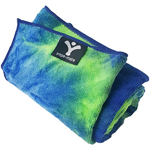 Product Cover The Perfect Yoga Towel - Super Soft, Sweat Absorbent, Non-Slip Bikram Hot Yoga Towels | Perfect Size for Mat - Ideal for Hot Yoga & Pilates! (Coral Green & Blue Tye Dye)