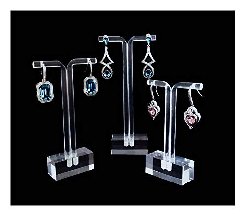 Product Cover Jewelry Display Stands for Shows Modern Clear Acrylic Earring Holder Premium Grade Material Modern Concept High End Solution for Trade Shows Store Exhibit Photography Home Set of 3 PCs