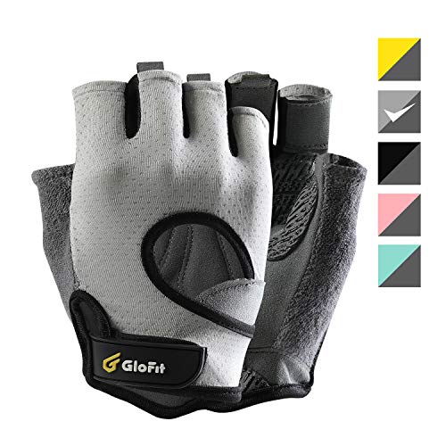 Product Cover Glofit FREEDOM Workout Gloves, Knuckle Weight Lifting Shorty Fingerless Gloves with Curved Open Back, for Powerlifting, Gym, CrossFit, Women and Men(Grey, Medium)