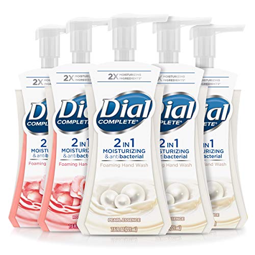 Product Cover Dial Complete 2 In 1 Moisturizing & Antibacterial Foaming Hand Wash, Pearl Essence/Rose Oil, 5 Count
