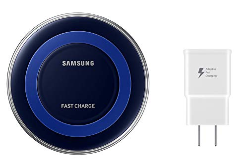 Product Cover Samsung Qi Certified Fast Charge Wireless Charger Pad - Universally Compatible with Qi Smartphones (Includes a Wall Charger) - US Version - Black/Blue