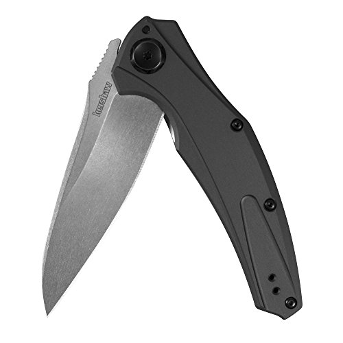 Product Cover Kershaw Bareknuckle Pocket Knife (7777); 3.5-Inch Stonewashed 14C28N Steel Blade; 6061-T6 Anodized Aluminum Handle; KVT Ball-Bearing Opening; Flipper; Sub-Frame Lock; Reversible Pocketclip; 3.4 oz
