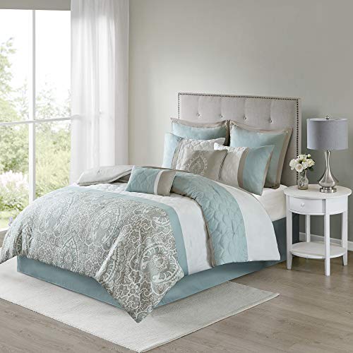 Product Cover 510 DESIGN Shawneel 8 Piece Bedding Comforter Set for Bedroom, Queen Size, Blue