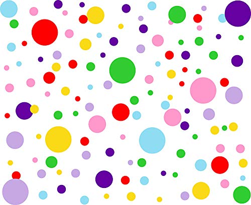 Product Cover Polka Dots Wall Decals (154 Dots) Vinyl Wall Stickers Dots Wall Decals Rainbow Colors Circle Wall Stickers Classroom Wall Decals Playroom Wall Decals Primary Colors