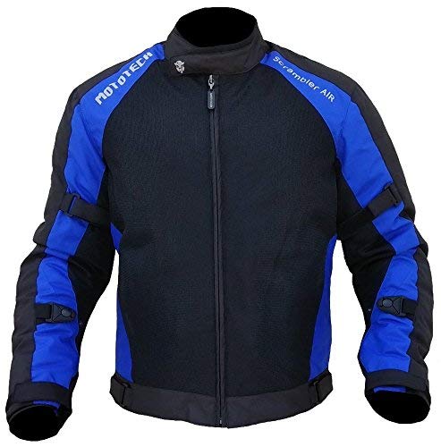 Product Cover Mototech Scrambler AIR Motorcycle Jacket Combo Colors (Medium, Black + Blue)