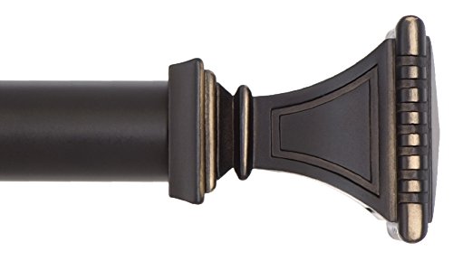 Product Cover Ivilon Decorative Window Curtain Rod - Carved Square Finials, 1 1/8 in Rod, 28 to 48 in. Antique Black