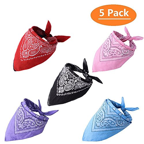 Product Cover KOOLTAIL 5 Pack Dog Bandanas Paisley Pet Scarfs Cute Triangle Bibs for Medium and Large Dogs