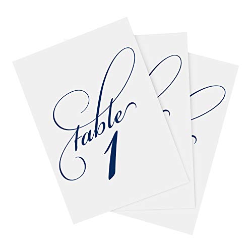 Product Cover Bliss Collections Navy Blue Wedding Table Numbers, Double Sided 4x6 Calligraphy Design, Numbers 1-25 and Head Table Card Included