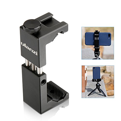 Product Cover Compatible iPhone Tripod Mount, Adapter with Cold Shoe - Ulanzi ST-02S, Cell Phone Tripod Mount, Tripod Phone Mount, Aluminum Phone Tripod Adapter, Metal Smartphone Tripod Mount