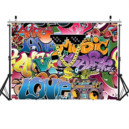 Product Cover WOLADA 7x5ft Graffiti Backdrop 90s Photo Backdrop Hip Hop Backdrops Party Decorations Photography Backdrop 1990s Children Party Events Photorgqaphy Backgrounds Photo Studio Props 10991
