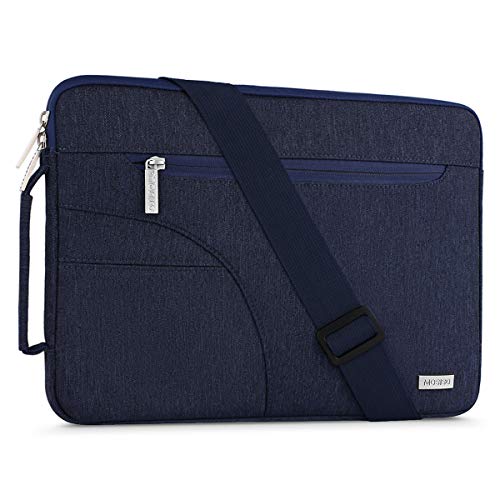 Product Cover MOSISO Laptop Shoulder Bag Compatible with 13-13.3 inch MacBook Pro, MacBook Air, Notebook Computer, Protective Polyester Carrying Handbag Briefcase Sleeve Case Cover with Side Handle, Navy Blue