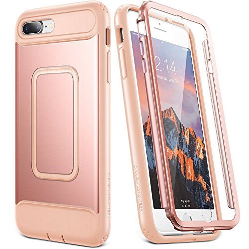 Product Cover YOUMAKER Case for iPhone 8 Plus & iPhone 7 Plus, Full Body with Built-in Screen Protector Heavy Duty Protection Shockproof Slim Fit Cover for Apple iPhone 8 Plus (2017) 5.5 Inch - Rose Gold/Pink