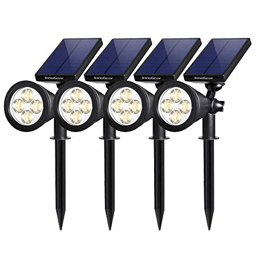 Product Cover InnoGear Upgraded Solar Lights 2-in-1 Waterproof Outdoor Landscape Lighting Spotlight Wall Light Auto On/Off for Yard Garden Driveway Pathway Pool, Pack of 4 (Warm White)
